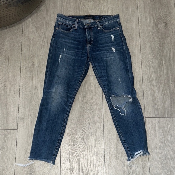 Lucky Brand Ava Crop Distressed Blue Jeans size 4 - Picture 2 of 11
